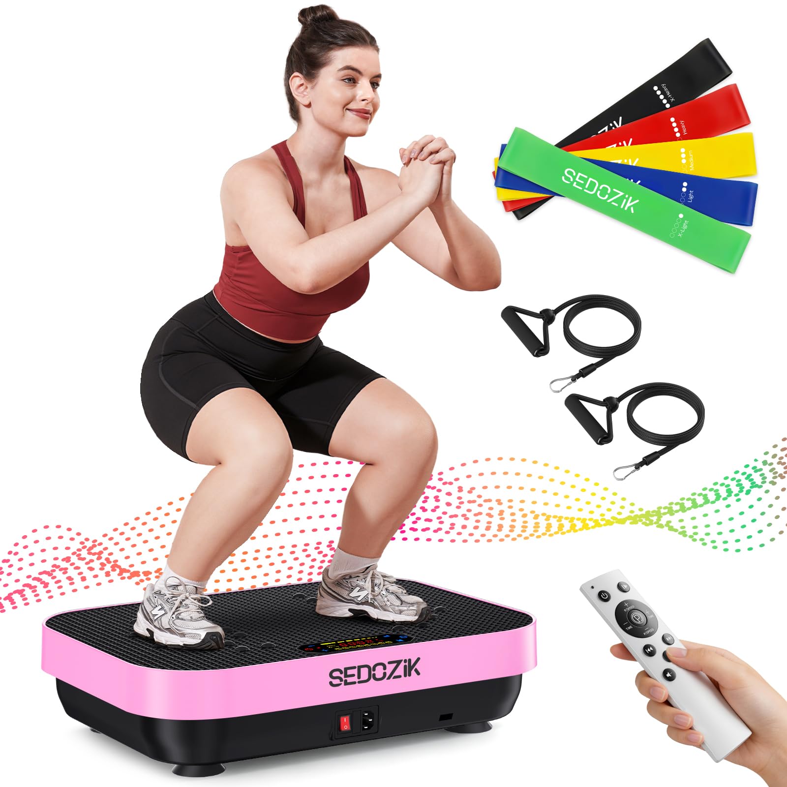 SEDOZIK Vibration Plate Exercise Machine, Physical Therapy Leg Exercisers for Lymphatic Drainage Weight Loss, 450 Lbs Capacity Full Body Vibrating Platform Workout Equipment, Pink