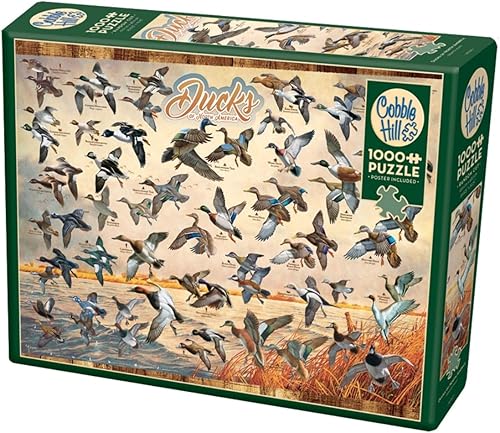 Miniatura 2 de Cobble Hill - Rompecabezas de 1000 piezas, patos de América del Norte, póster de muestra incluido