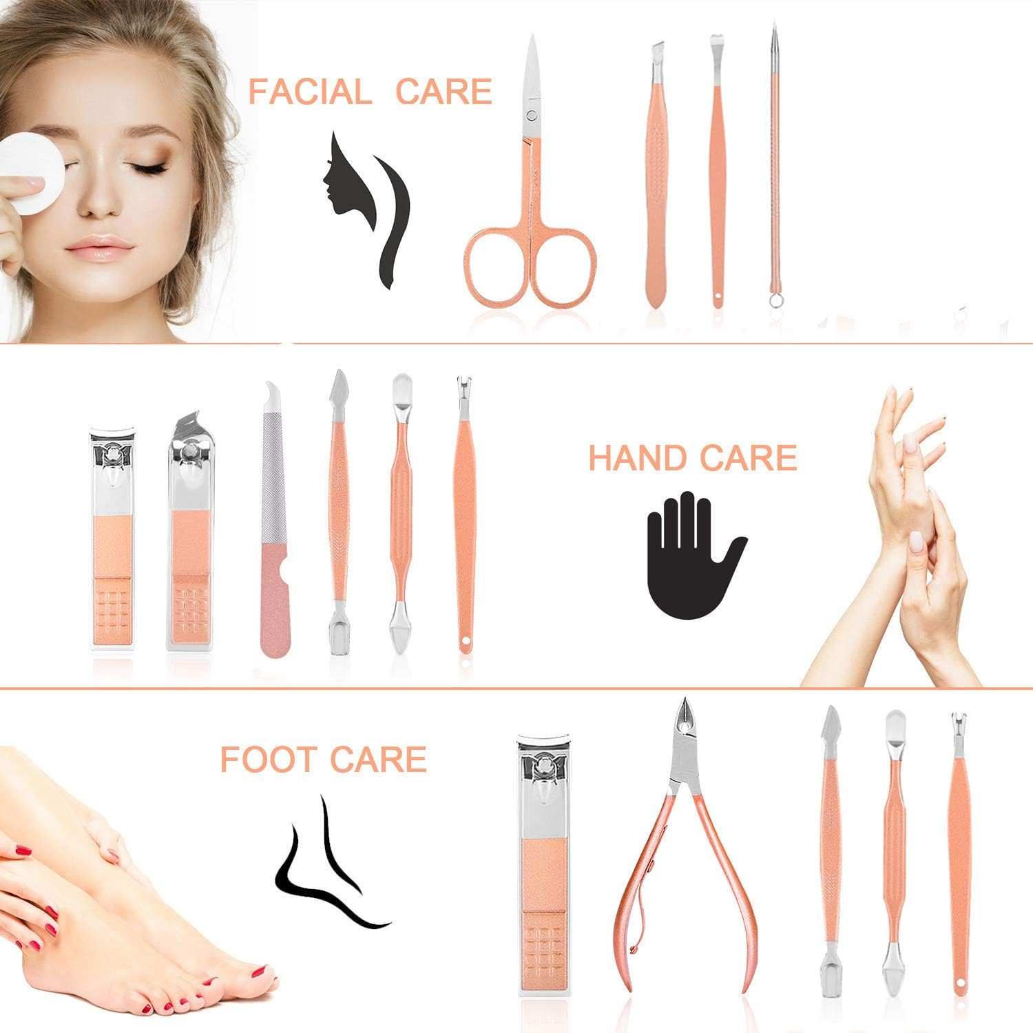 Aceoce Professional Manicure Set Pedicure Kit Nail Clippers Set Nail Kit | Stainless Steel Nail Clippers Cuticle Trimmer Grooming Travel Manicure Pedicure Tools for Women Personal Care Tools Gifts