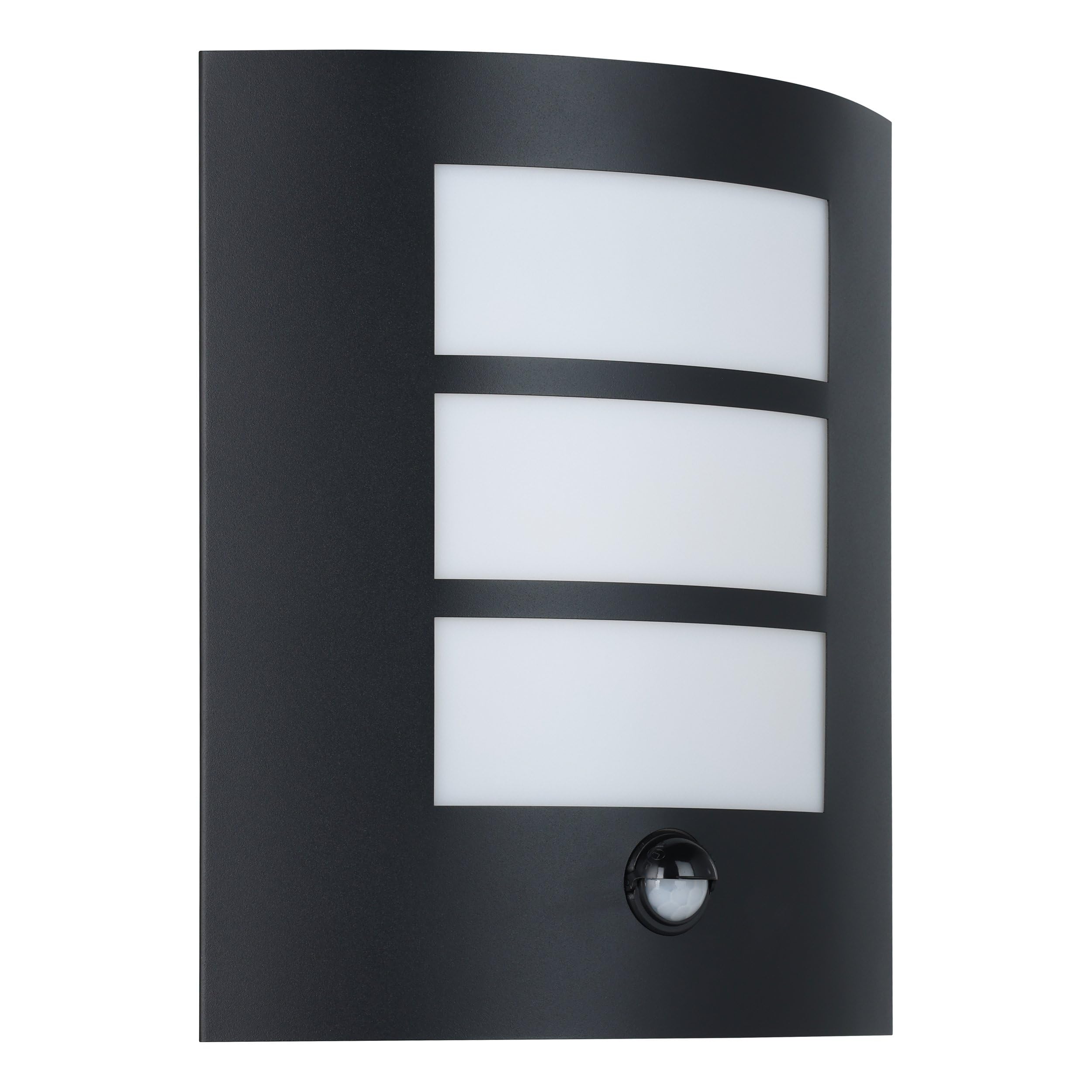 Eglo City 1-Light Black Exterior Wall Lamp With Sensor