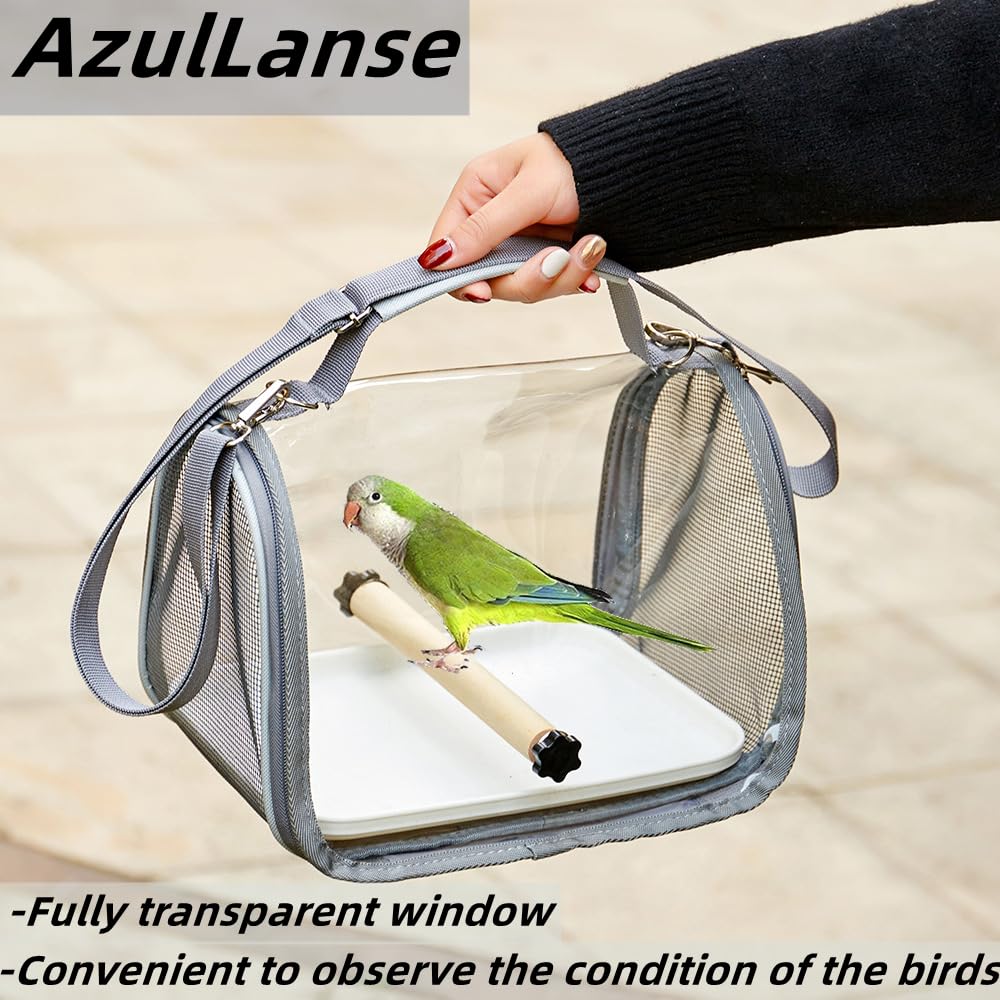 Bird Carrier Bag, Bird Transport Box, Fully Transparent, 19 x 26 x 19 cm, Portable Bird Carrier with Plastic Bowl - Image 3