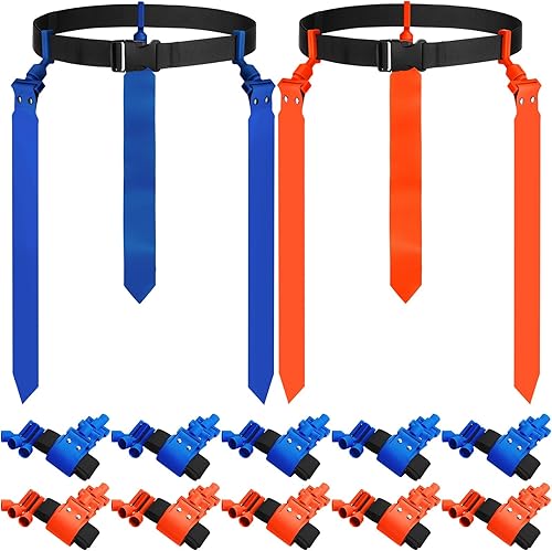 Vista 35 de Hungdao Cinturones y banderas de fútbol para 12 jugadores, cinturones de fútbol ajustables para niños, adolescentes, adultos, entrenamiento en Negro