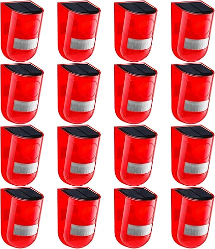 Miniatura 13 de Qualirey Paquete de 8 alarmas solares de sonido y luz, sensor de movimiento, 129 db, sirena de seguridad para exteriores, impermeable, detector