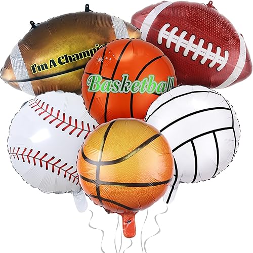6 globos de fútbol, fútbol, voleibol, baloncesto, baloncesto, béisbol, globos rojos Ol Ball para cumpleaños, baby shower, decoración de fiestas