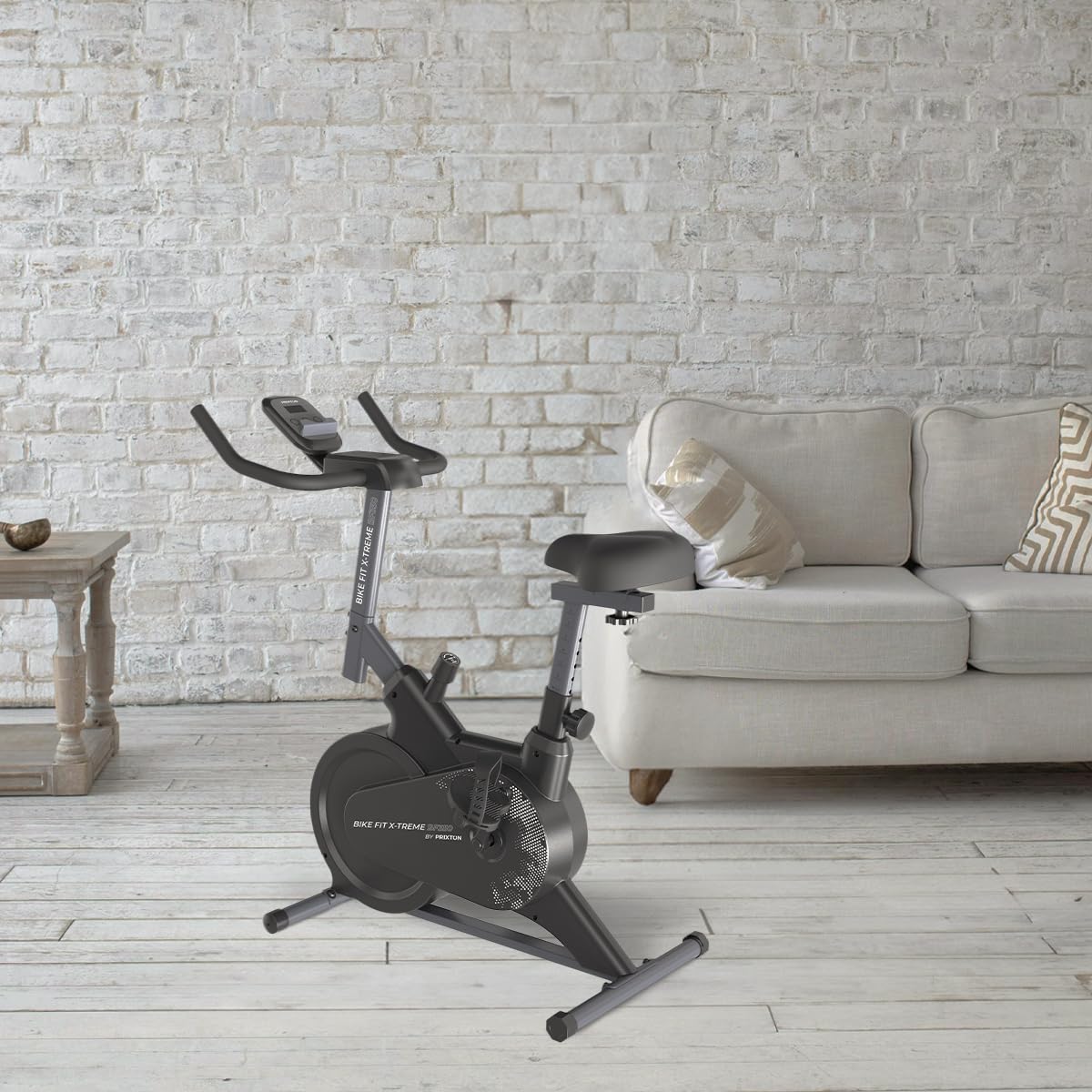 PRIXTON Bicicleta Estática Bike Fit Xtreme para cardio y fitness, Bicicleta de Spinning con Resistencia 6 kg, 7 niveles, Pulsómetro y Pantalla LED, Soporte para dispositivos
