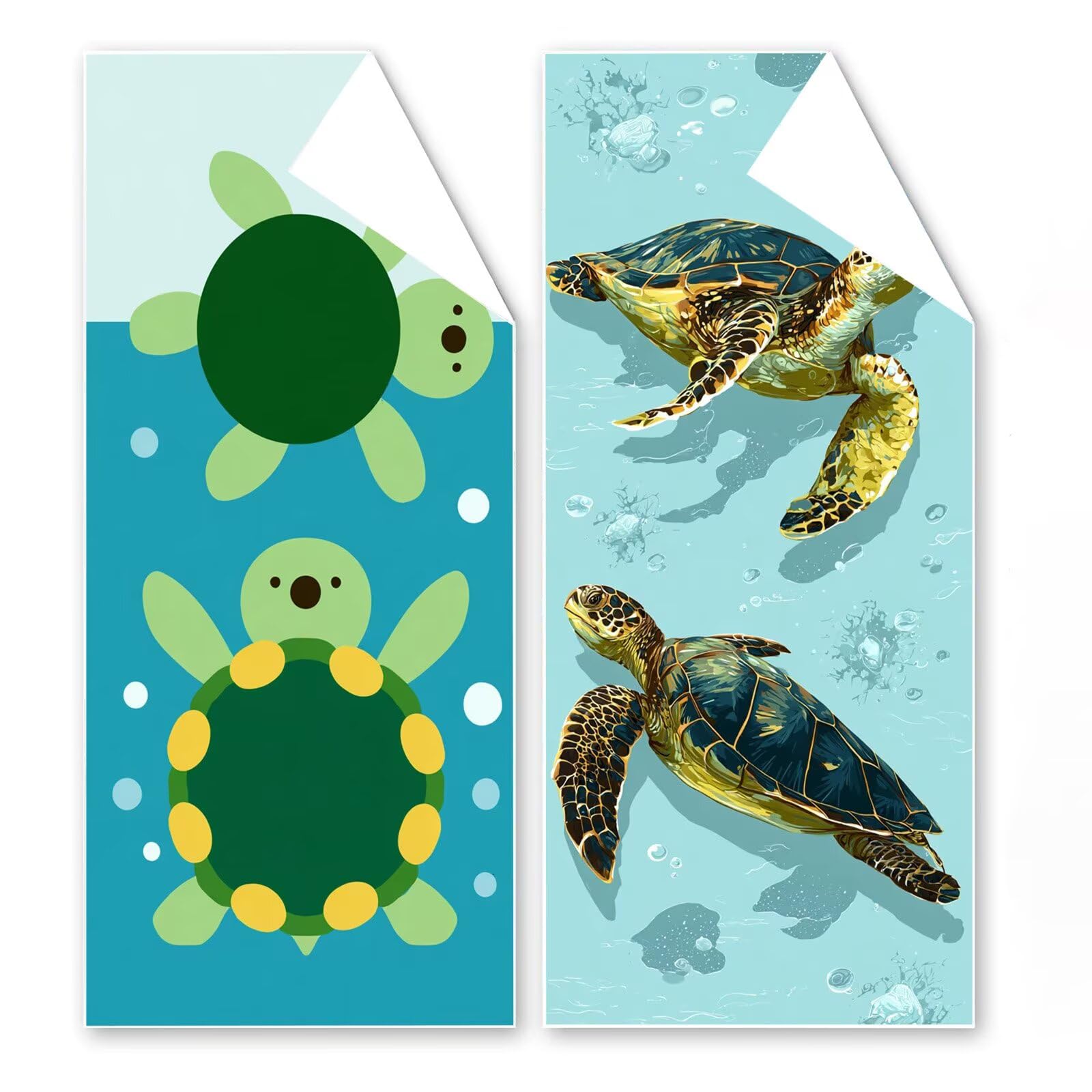 Toalla Playa Grande 80x180 cm, Microfibra Toalla Gimnasio De Secado Rápido, Toallas Baño Sin Arena, Toallas Playa Compacta Hombre Mujer Niños para Deportes, Natación con Bolsa (Tortuga Verde) G1-1121