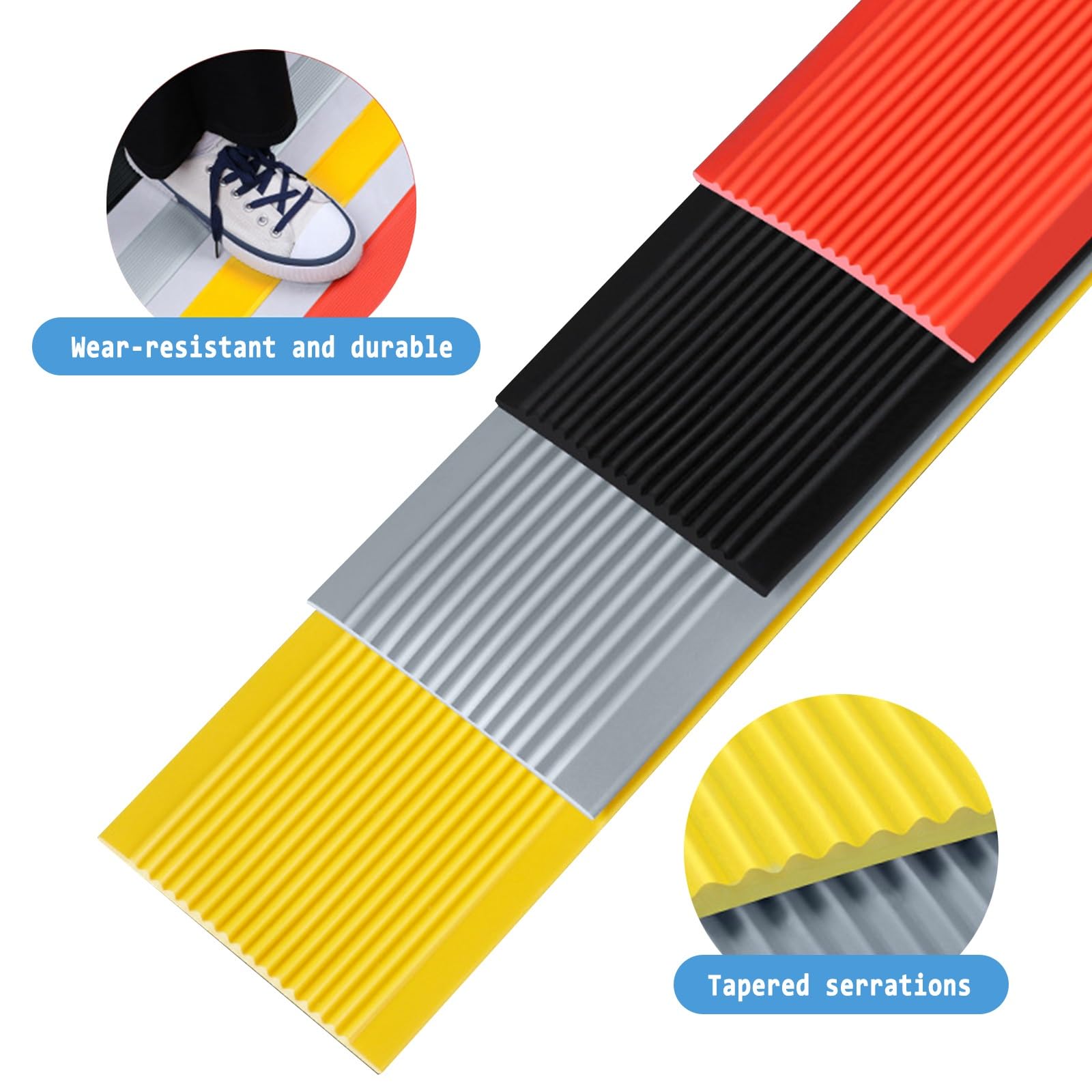 Perfil de Borde de Escalera Tira Antideslizante Tira, Tiras Antideslizantes Para Peldaños, Fácil de Instalar, Para Peldaños de Interior Y Exterior, Perfil de PVC Autoadhesivo de Borde Para Escaleras(R