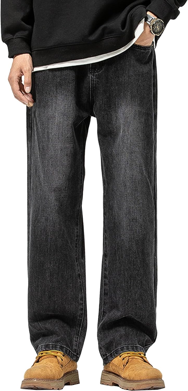Daily Street Denim Pants for Men Y2K Outdoor Business Loose Fit Trousers Classic Spring Work Straight Jeans