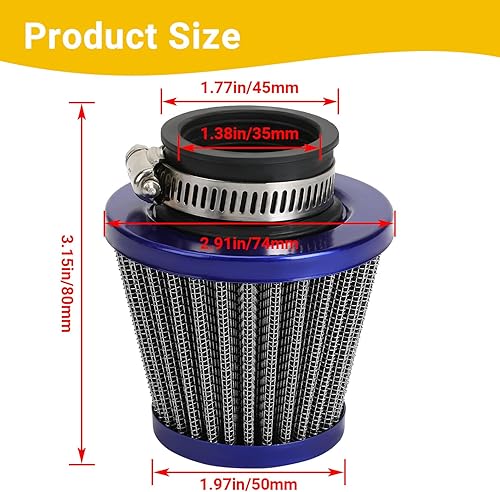 Vista 3 de HIAORS Filtro de aire de 1.378 in compatible con Motovox MVX70 MVX70CC MVX110 Mini Dirt Bike 50cc 70cc 80cc 90cc 110cc 125cc Taotao Sunl Baja Roketa