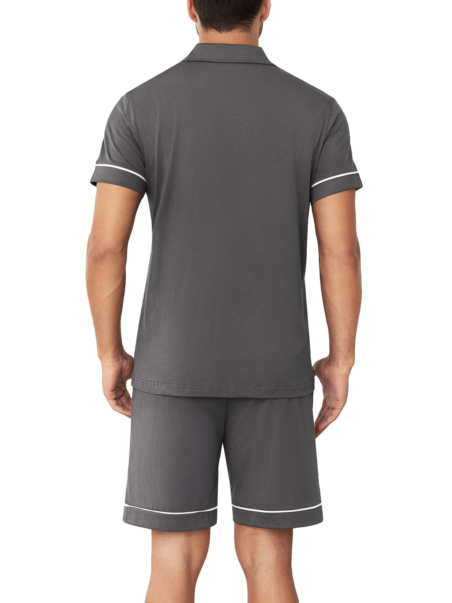 Pyjama Court pour Homme 100% Coton avec Boutons - Pyjama d'été léger à Manches Courtes et Short - Confortable pour la Maison, Les Voyages et la détente