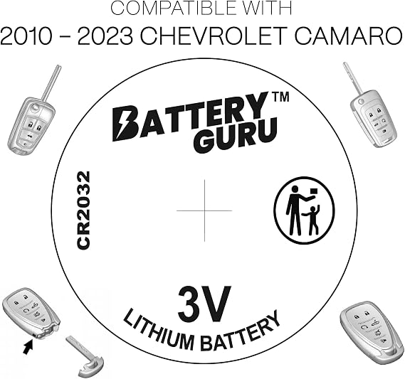 Key Fob Battery Replacement Compatible with Chevy Camaro (2010-2023 Camaro Key Fob Battery CR2032)