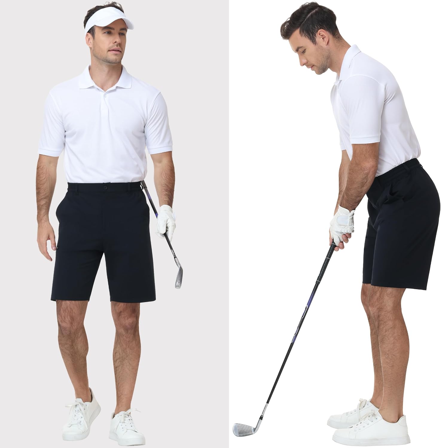Satankud Men's Golf Shorts 9" Lightweight Stretch Quick Dry Flat Front Casual Shorts for Work Hiking Trips