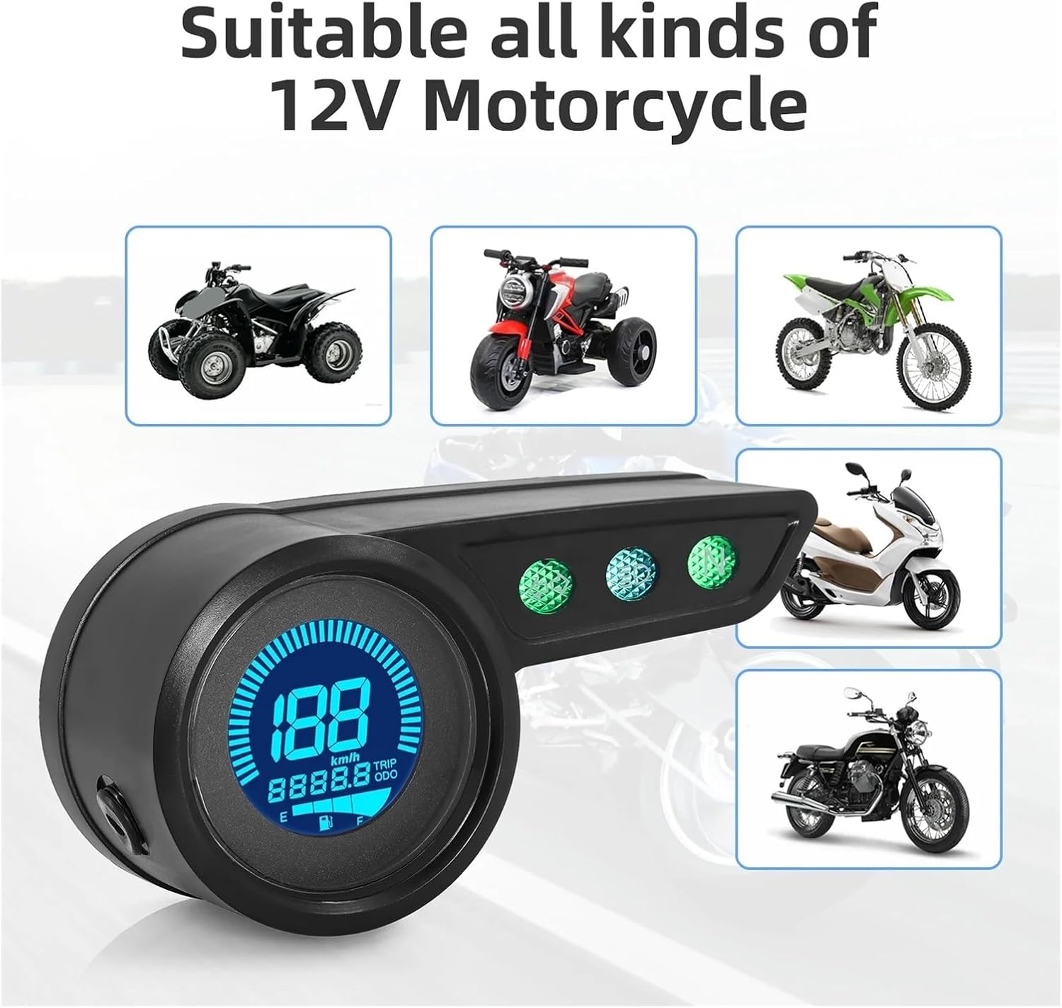 Motorcycle Speedometer Gauge Motorcycle Tachometer 7 Color Backlight Moto Dashboard Mileage Trip ODO Fuel Level Meter for NXR 150 Bros from 2006 to 2008