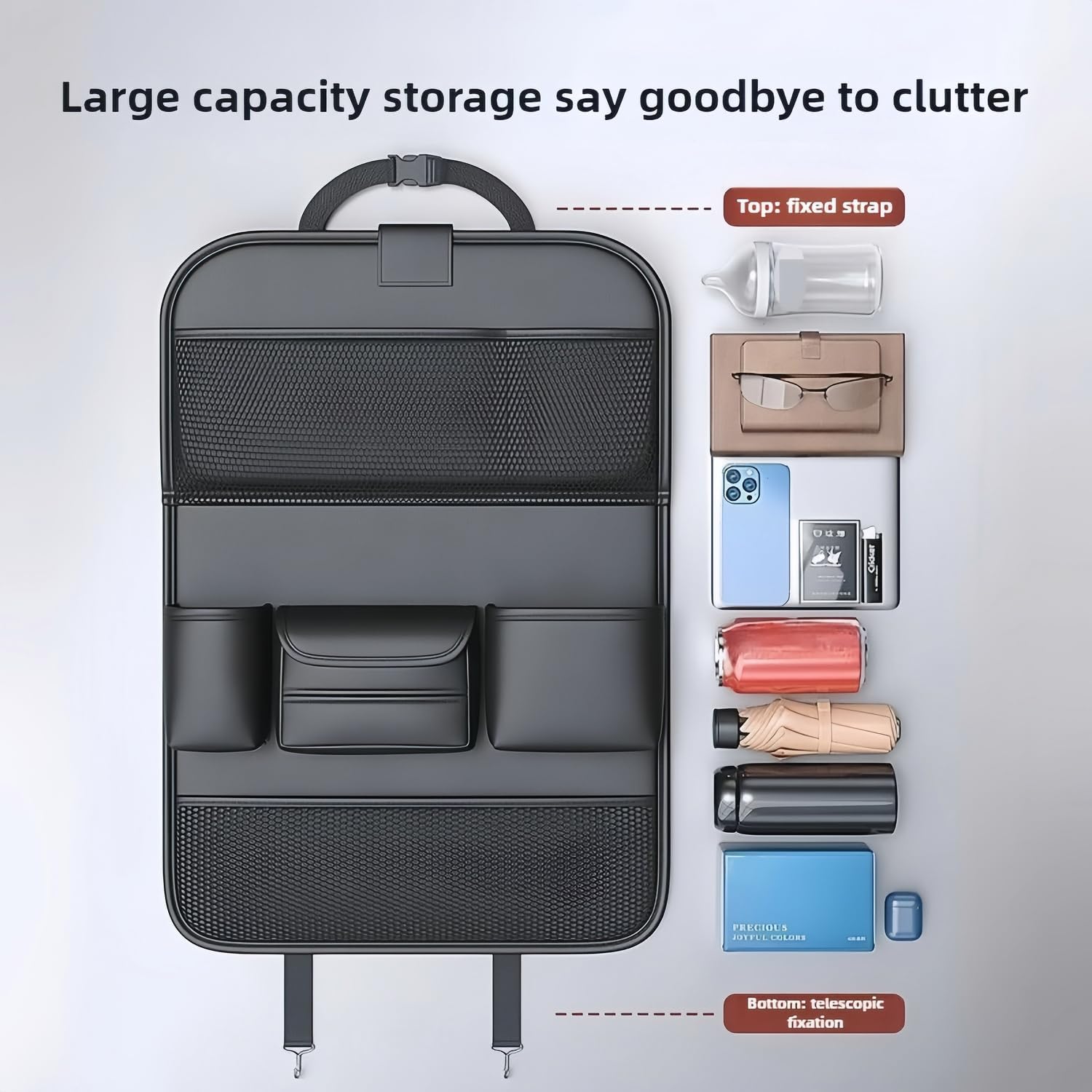 Organizer Sedile Auto per Jeep Compass (2018+), Multi-Tasca Organizzatore Sedile Posteriore Auto, Impermeabile Protezione per Schienale per Auto,1PCS