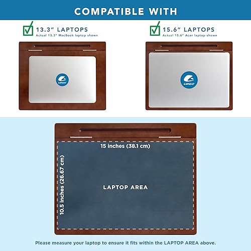 Miniatura 3 de LAPGEAR Escritorio de regazo Schoolhouse con compartimentos de almacenamiento - Madera de acacia - Java - Estilo No. 45072