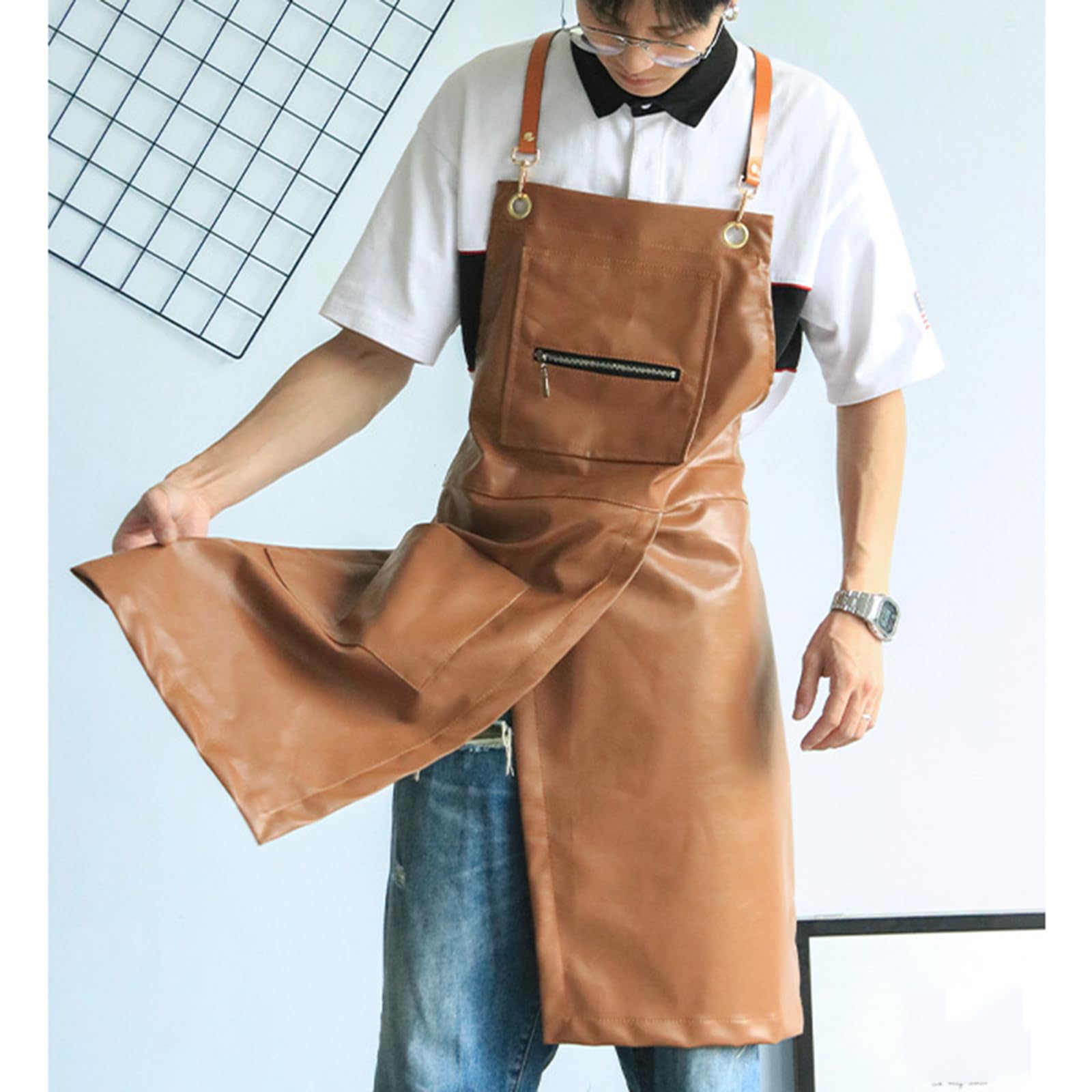 Grembiuli, Grembiule da cuoco impermeabile for uomo e donna, grembiule cucina con tasche for cucinare, parrucchiere lavoro