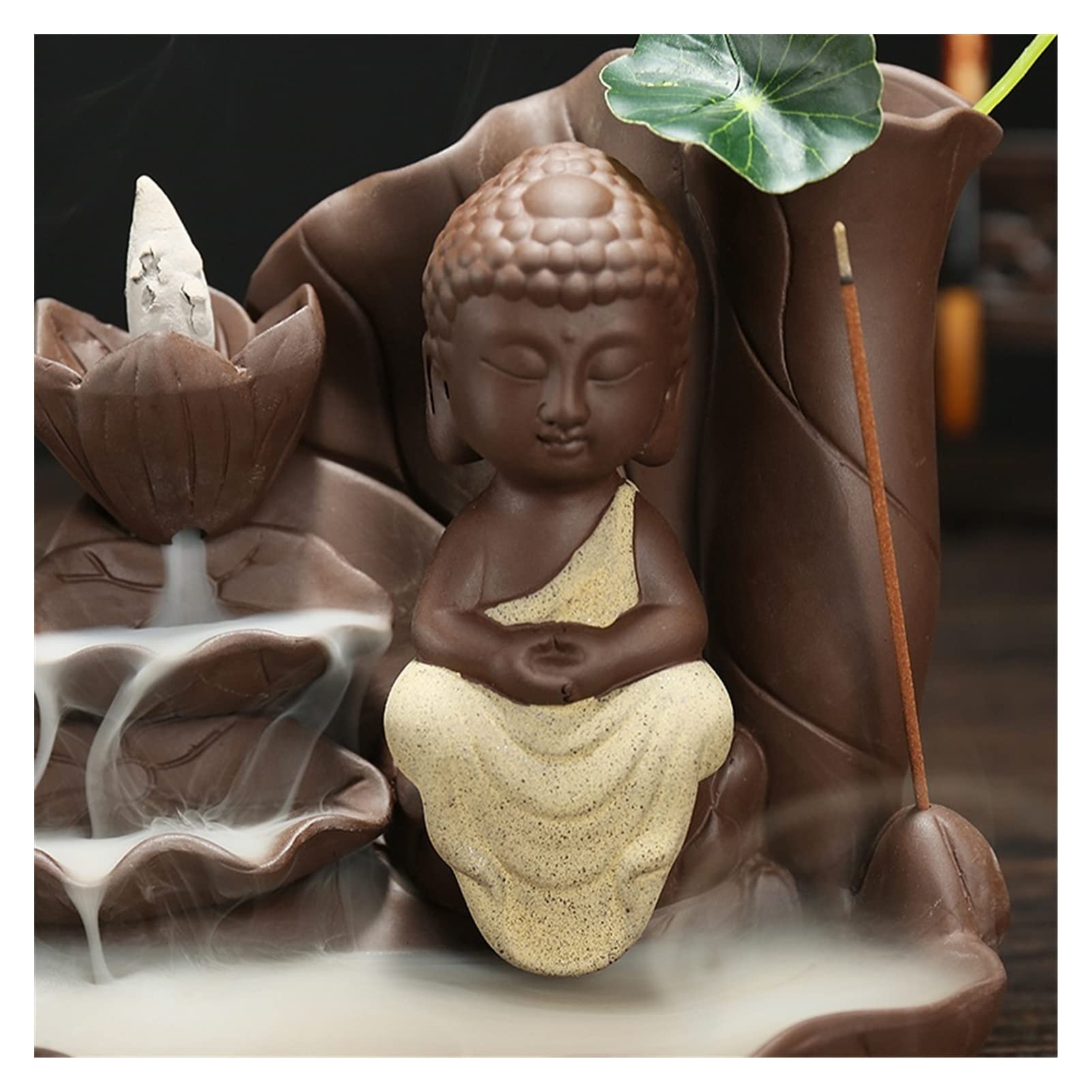 Räucherstäbchenhalter Lila Sandhandwerk Lotus Buddha Rückfluss Räucherbrenner Räucherstäbchenhalter Buddha Keramik Censer Tee Haustier mit 20 stücke Zapfen Räucherstäbchen Halter ( Color : Red with 20