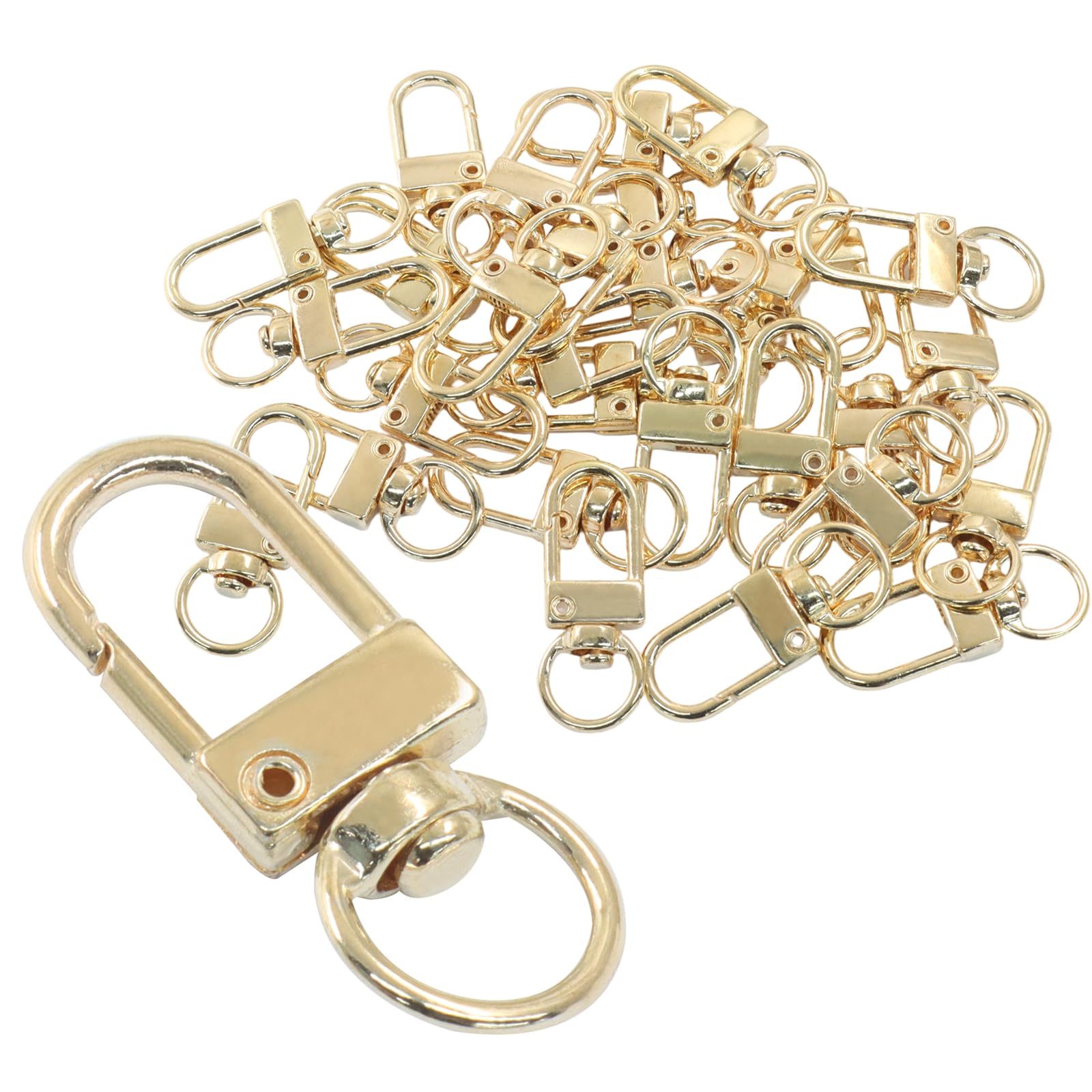 Paquete de 30 cierres de pinza de langosta, cordones giratorios para llavero, fabricación de joyas, conector de bolso, manualidades y accesorios de llavero (dorado)