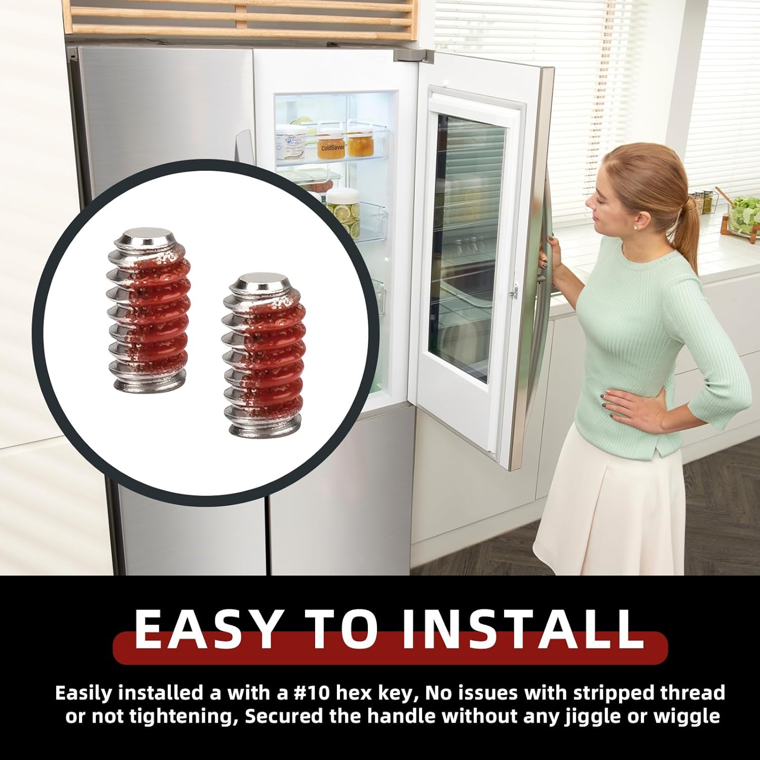 6009-001526 2029618 Refrigerator Freezer Door Handle Set Screw Replacement for Samsung and Most Refrigerators Freezer Door Handle Set Screw - AM 6-2-4 - EA230915-(2 Pack)