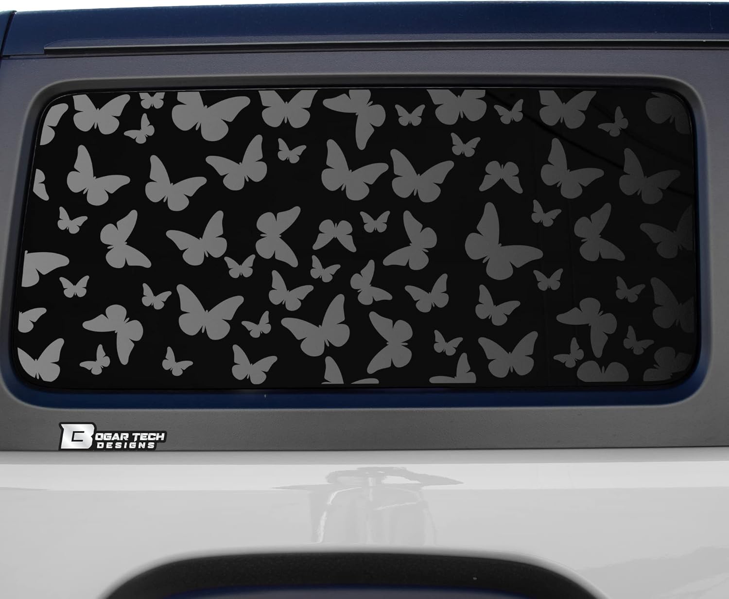 Bogar Tech Designs Precut Quarter Window Animal Butterfly Print Vinyl Decal Stickers Compatible with Jeep Wrangler JL 2 Door 2018-2024, Matte Black