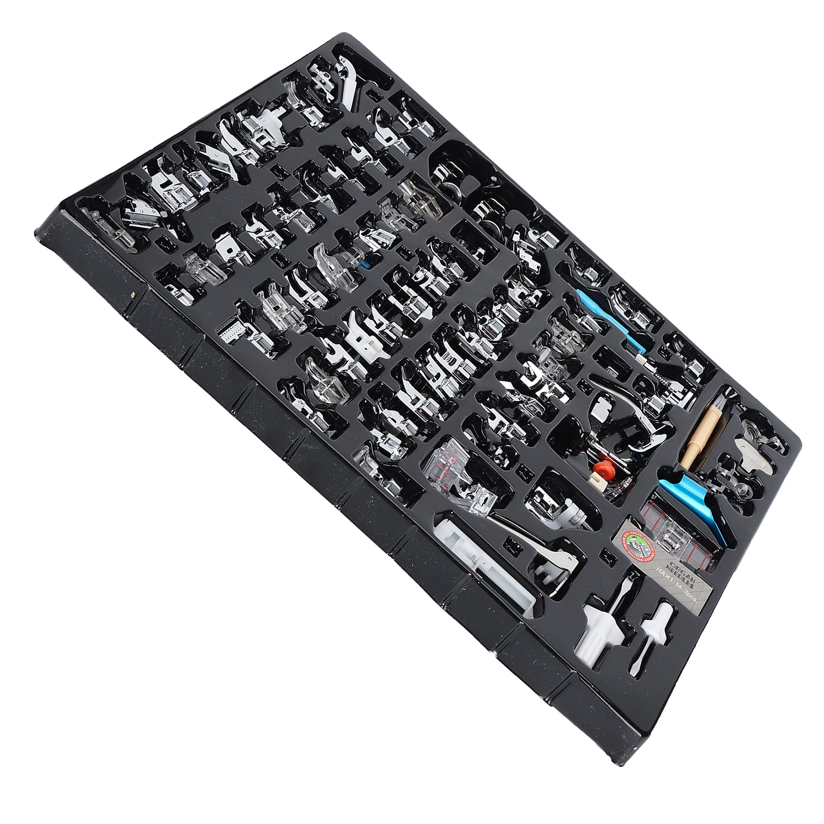 Set di 82 piedini per macchina da cucire domestica, accessori per cucito in acciaio inox, kit di piedini multifunzionali con piedino per cerniera, piedino per overlock e piedino