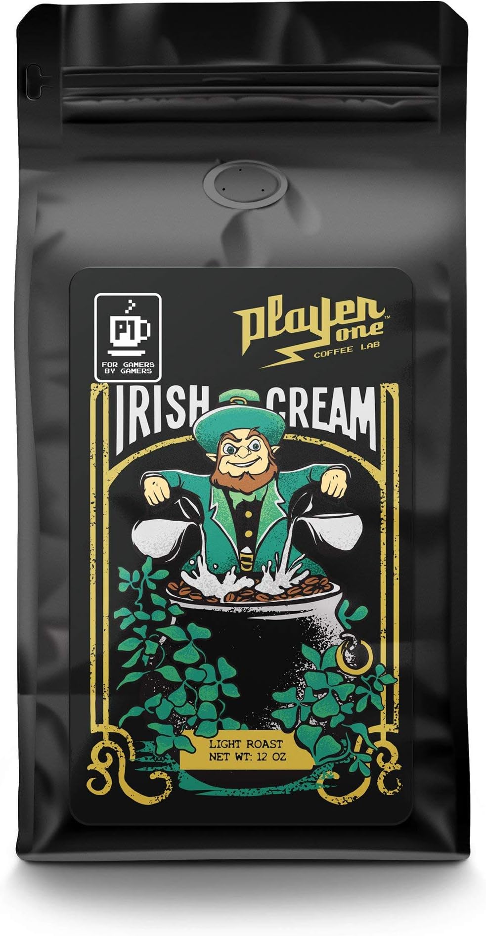 Irish Cream Flavored Coffee Beans, Medium Roast, 12oz, Player One Coffee (Whole Bean)