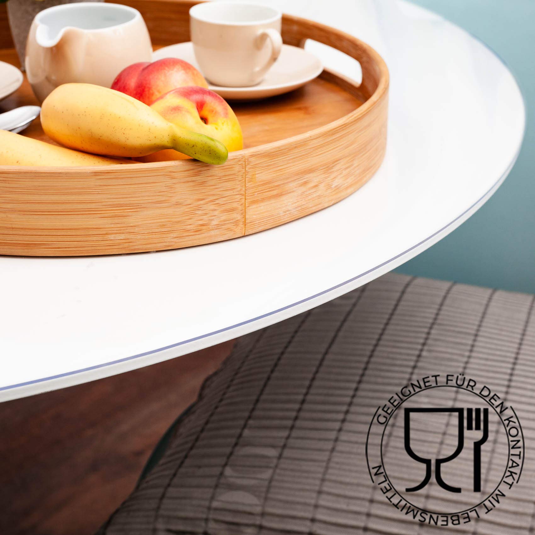 Anro - Film de protection de table - Transaprent - En vinyle - 2 mm - Bord rond biseauté - Bord en V - 45 ° - Taille : 110 cm
