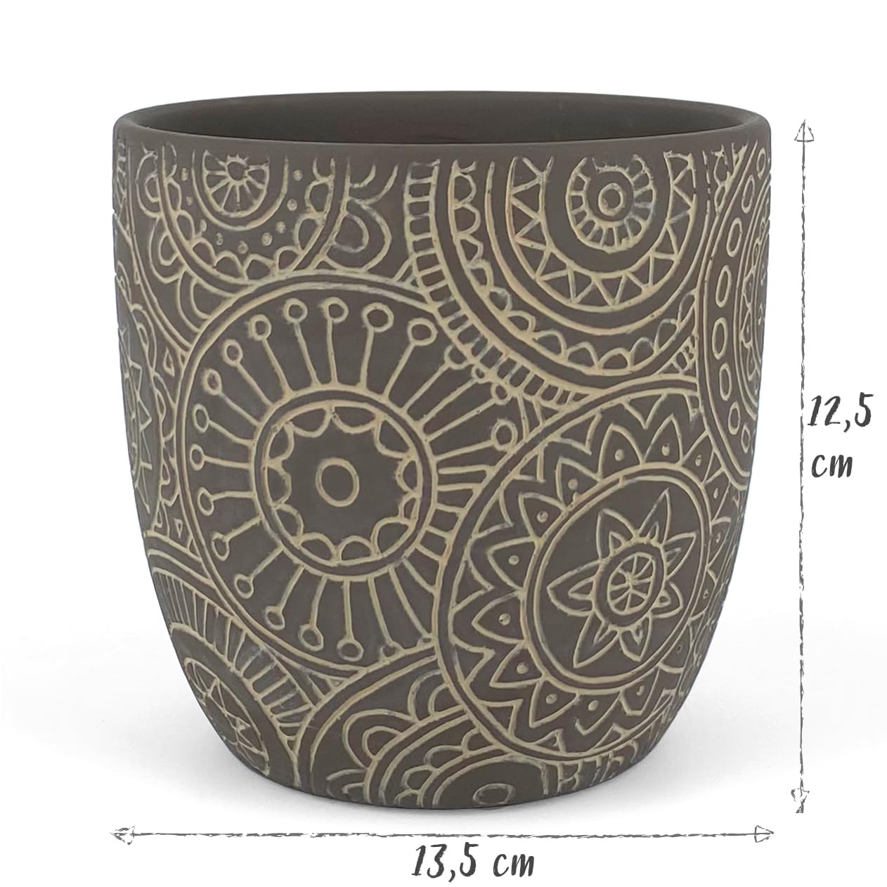 Vimin Box Decorated Coffee Terracotta Pot | Diameter 13.5 cm | Indoor and Outdoor Plant Pot | Elegant Planter for Home, Garden, Balcony (1, M coffee) - Image 3