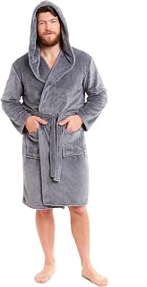 Mens Hooded Robe Super Soft Long Flannel Fleece Bathrobe Dressing Gown For Men Bath Robes