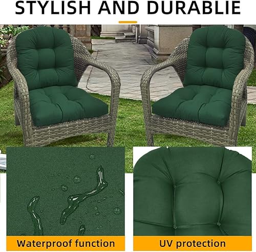 Miniatura 6 de Srutirbo Juego de 2 cojines de asiento para sillas de exterior, impermeables, de 19 x 19 pulgadas, en forma de U, para sillas de patio y sillas