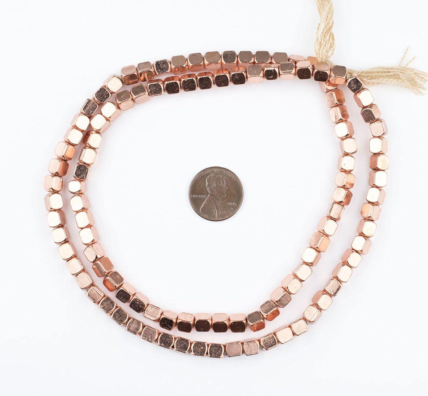 The Bead Chest Copper Cube Beads 5mm Large Hole 24 Inch Strand
