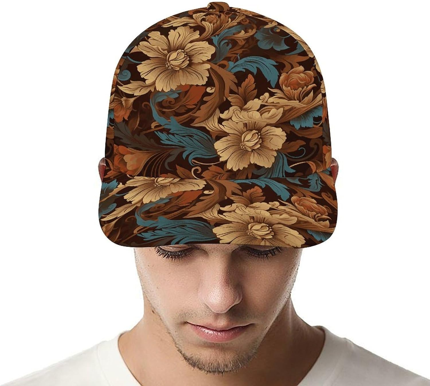 Personalized Set of Ornate Floral Baseball Cap for Men Women Adjustable Trucker Caps Casual Golf Dad Hat image 5