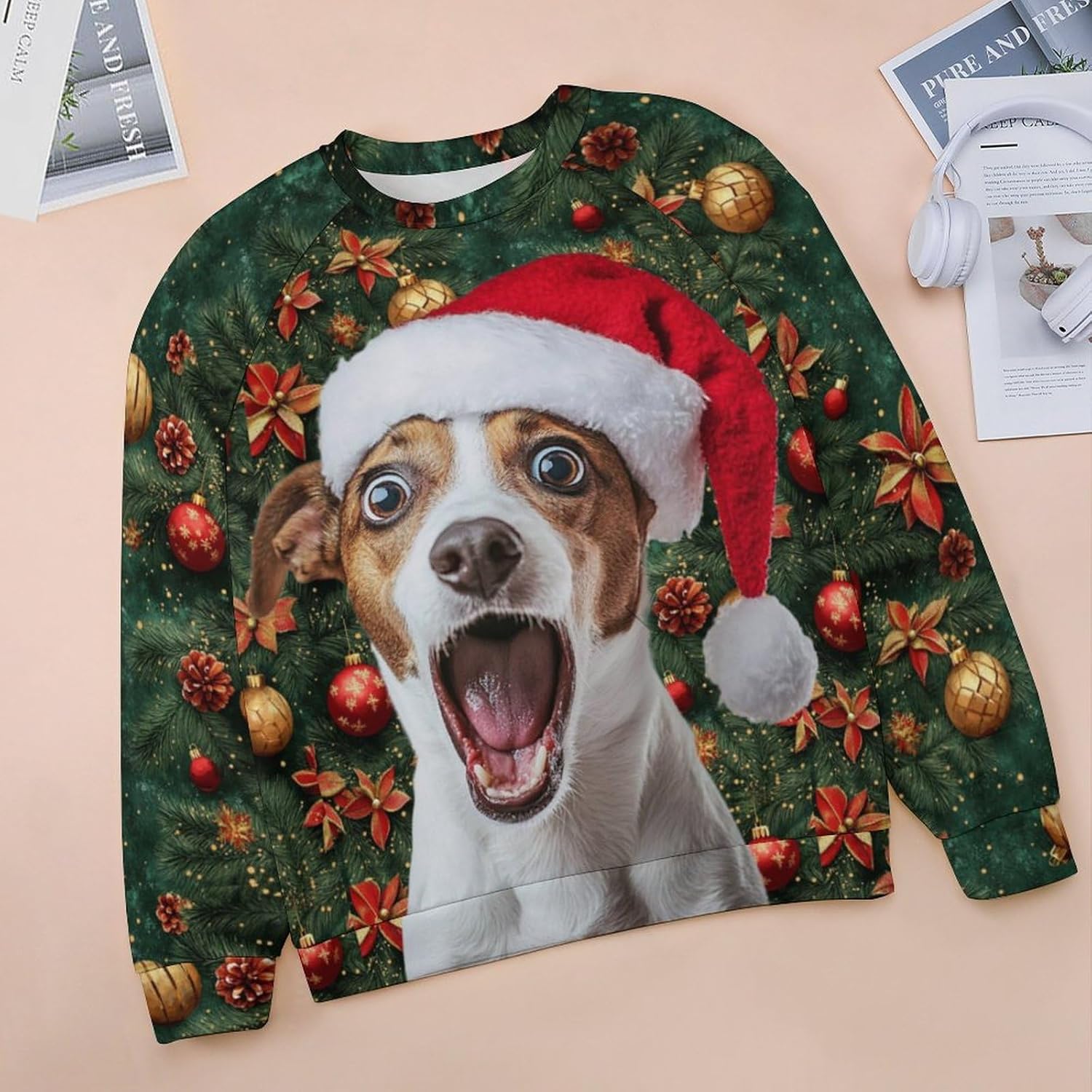 MARSVOVO Ugly Christmas Sweatshirt Women Funny 3D Cat Dog Animal Graphic Merry Christmas Cute Pullover Tops For Women - Image 3