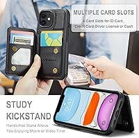 Vista 4 de Vinich Funda tipo cartera para iPhone 11 con soporte para tarjetas, bloqueo RFID, ranuras de crédito, función atril, a prueba de golpes, para Negro