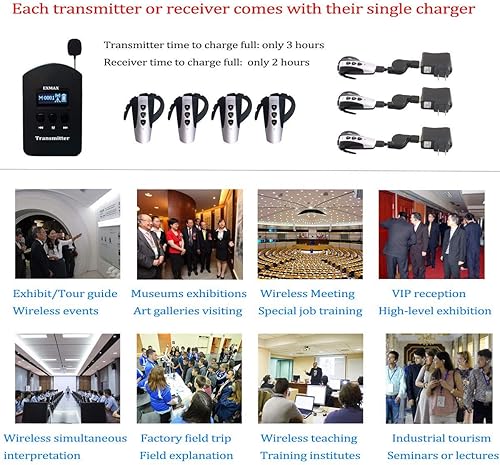 Miniatura 8 de EXMAX® EXD-6824 Sistema inalámbrico de guía turístico para guiar turismo traducción simultánea Museo Visitar Coaching Church Assistive Listening