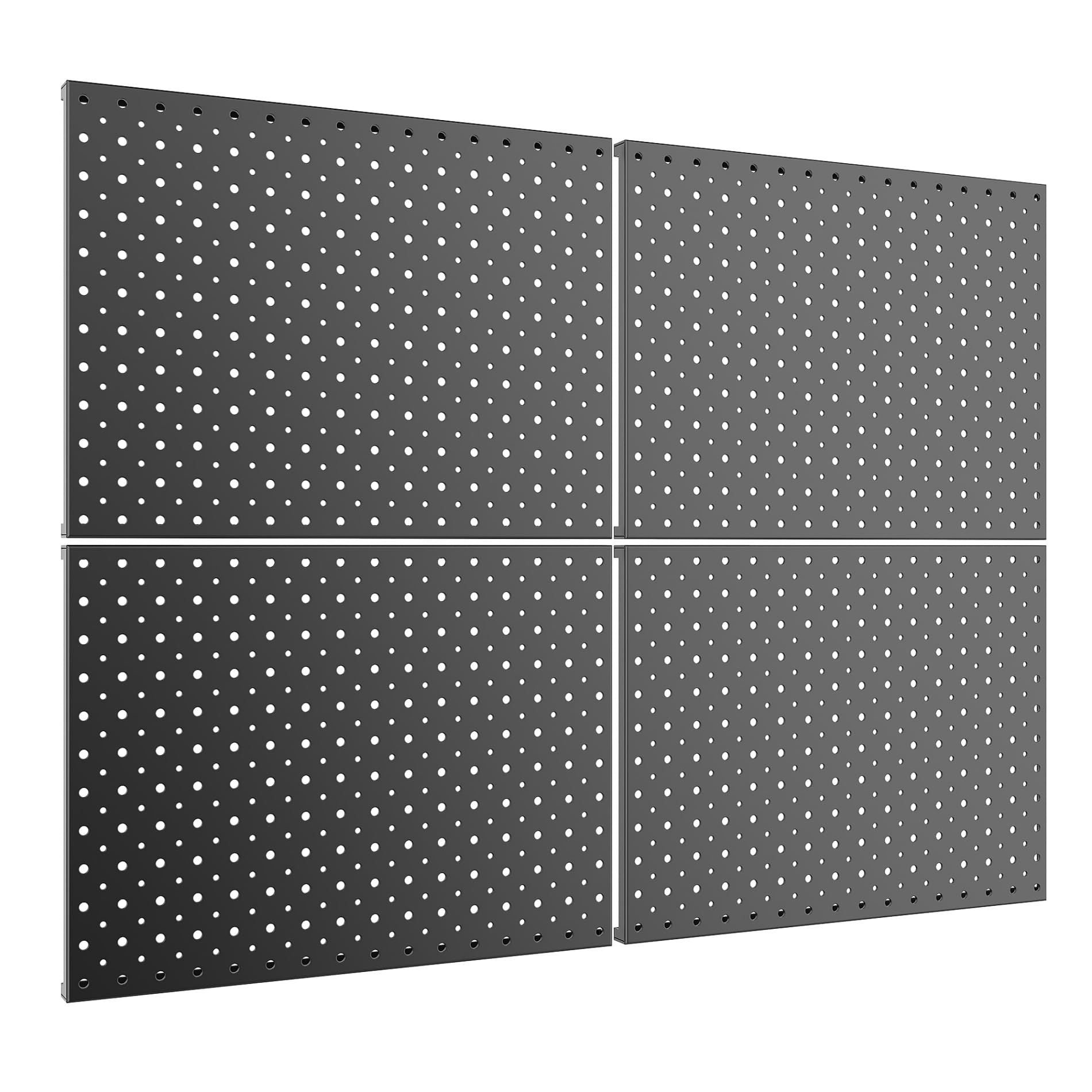 4Pcs 12"x16" Metal Pegboard Panels for Garage, Workbench, Shop, Shed Tool Organizer Peg Board with 1/8" & 1/4" Holes, Modular Wall-Mounted Pegboard for Pegboard Hooks (Black)