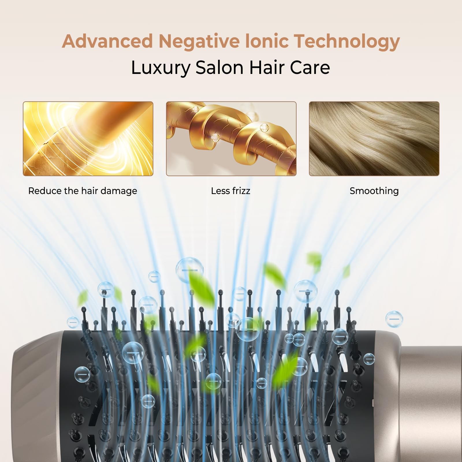 MogaWave Airstyler 6 in 1, Professioneller Hairstyler 1000w Föhnbürste, 30mm Air Lockenstab Keine Hitzeschäden, Ionen Haarstyler Rundbürstenföhn für Haar Volumen,Trocknen,Glätten
