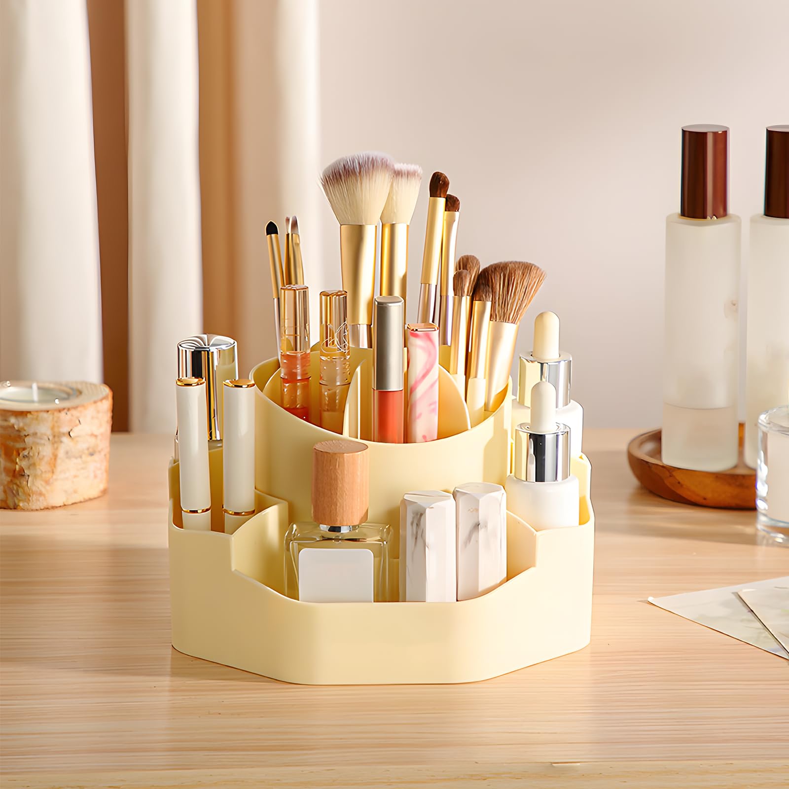 Organisateur De Maquillage Rotatif 9 étages Ajustables - Plateau Tournant 360° - Acrylique Transparent - Pour Salle De Bain, Coiffeuse - 4