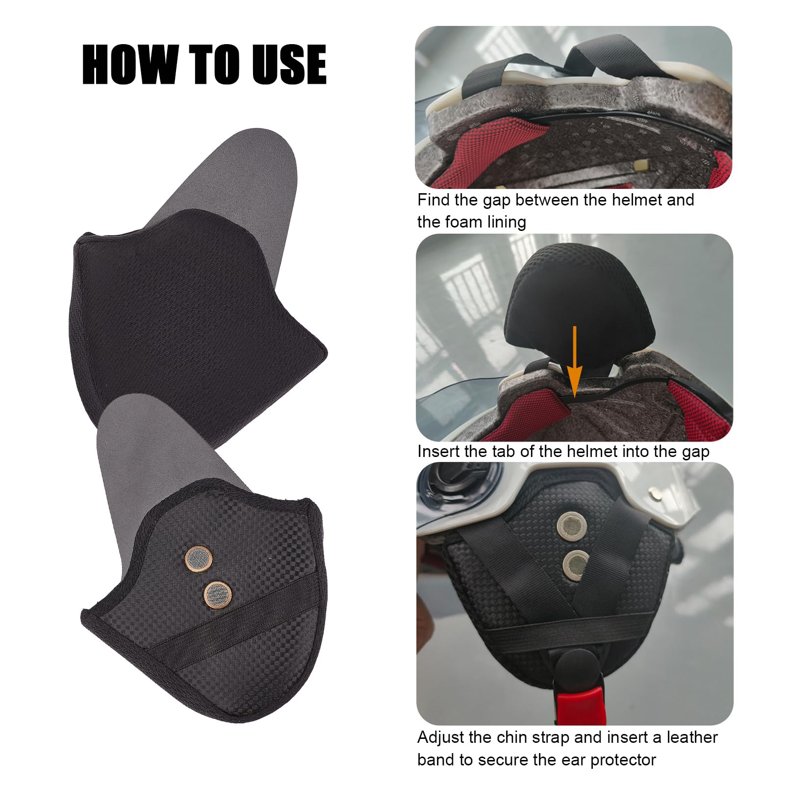 NICENEEDED 2 Pcs Black Half Helmet Ear Pads for Motorcycle, Helmet Wind Blocker Ear Warmer for Audible Riding, Full Coverage Muffs Ears Protection Cover for Biking and Cycling : Automotive
