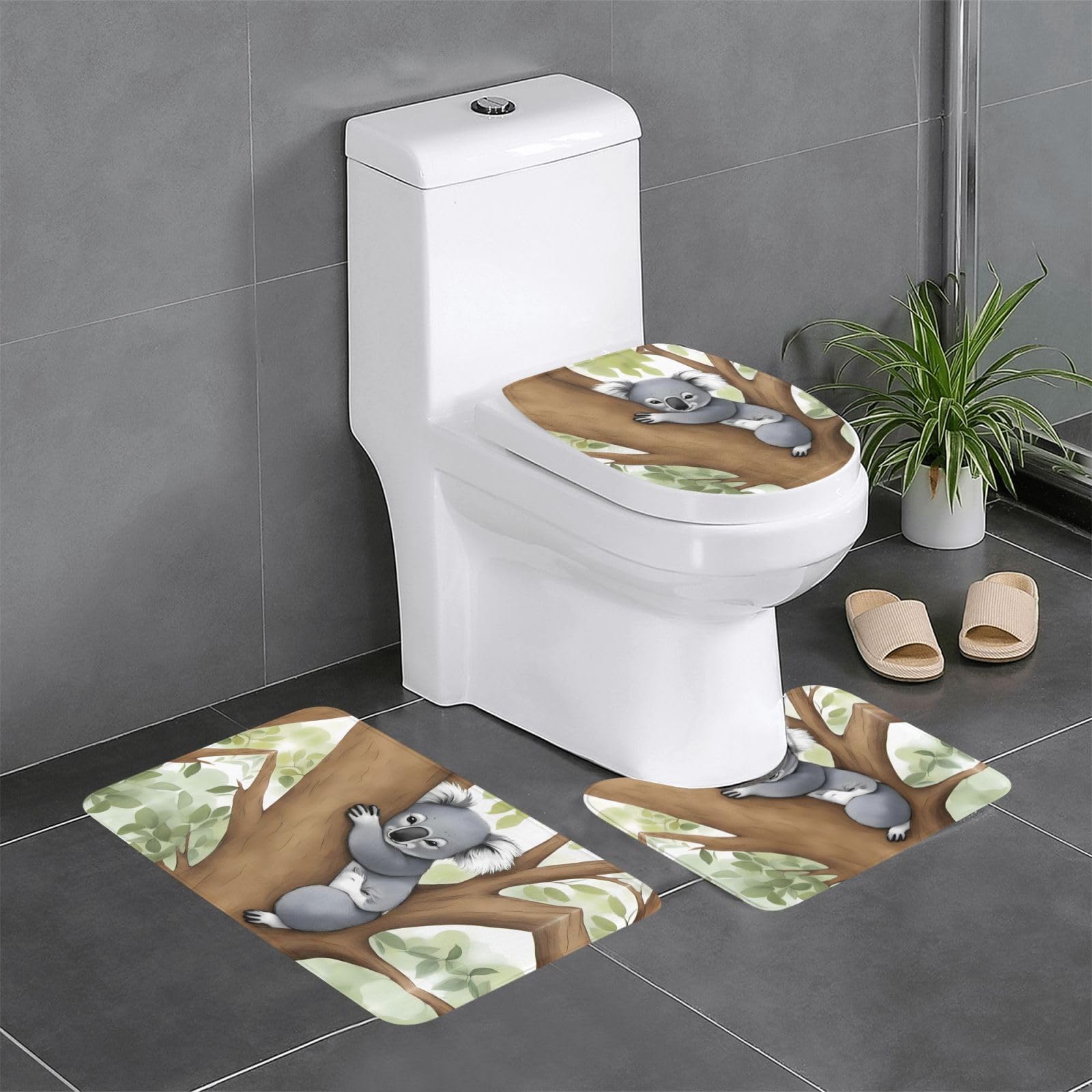 Tapis de salle de bain antidérapants contre les glissades Hugging Tree Koala 3 pièces