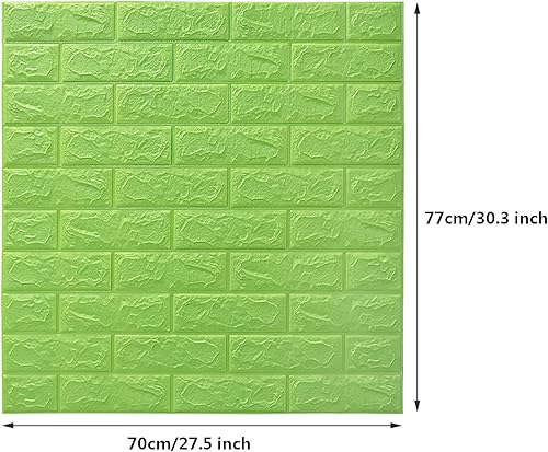 Miniatura 4 de Panel de pared 3D verde piedra sintética, 10 piezas de ladrillo de espuma impermeable autoadhesivo, calcomanías de pared 3D despegar y pegar, papel