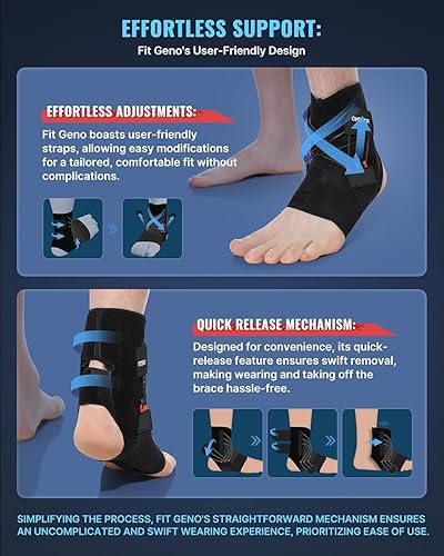 Miniatura 3 de Fit Geno Tobillera para esguinces de tobillo, soporte transpirable ajustable con correas de liberación rápida para aliviar el dolor y reducir la