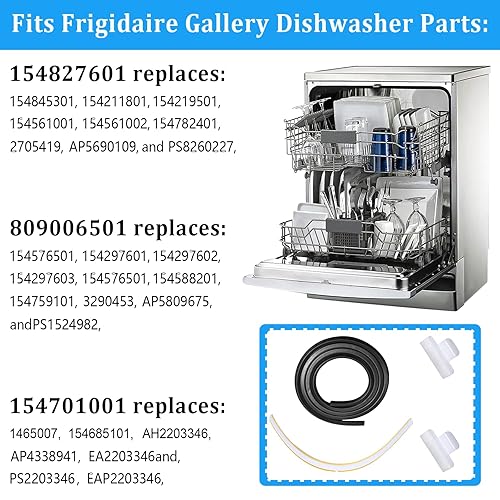 Miniatura 2 de Kit de sellos para puerta de lavavajillas compatible con Frigidaire & Kenmore – Incluye 154827601 junta de bañera, 809006501 sello inferior,