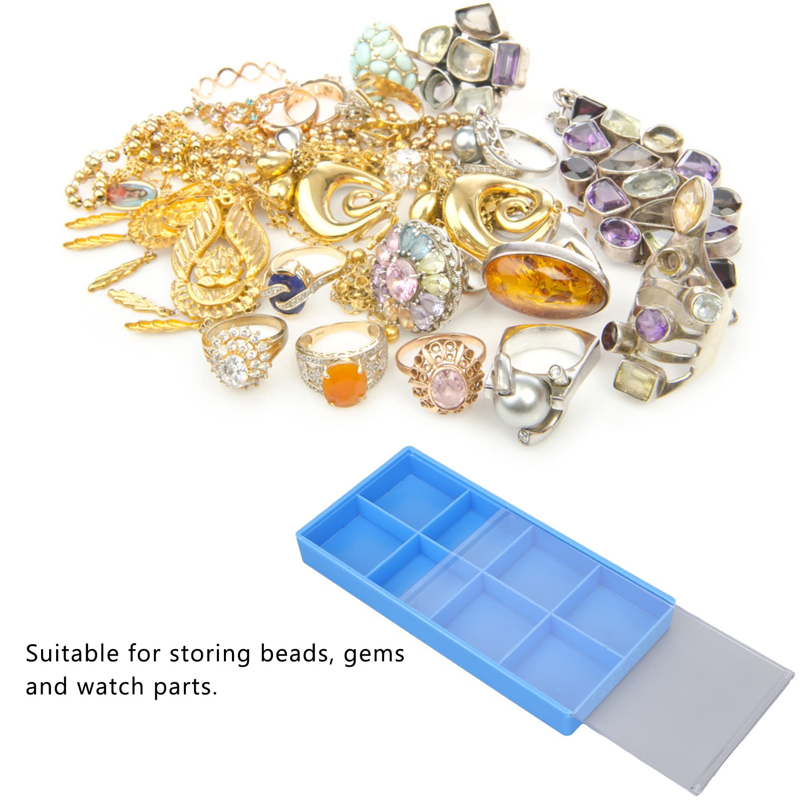 Cyrank Watch Parts Storage, 8 Slots Plastic Watch Parts Storage Box Watch Repair Tool/Watch Parts Storage Organizer Watchmaker Repairing Tools Storage Tray for Watches Movement Parts