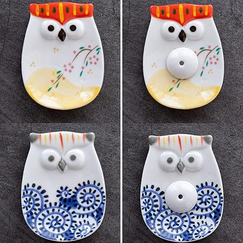 Miniatura 8 de Soporte para cono de incienso de búho, cono de cerámica, quemador de incienso de animales de dibujos animados, soporte de incienso de porcelana con