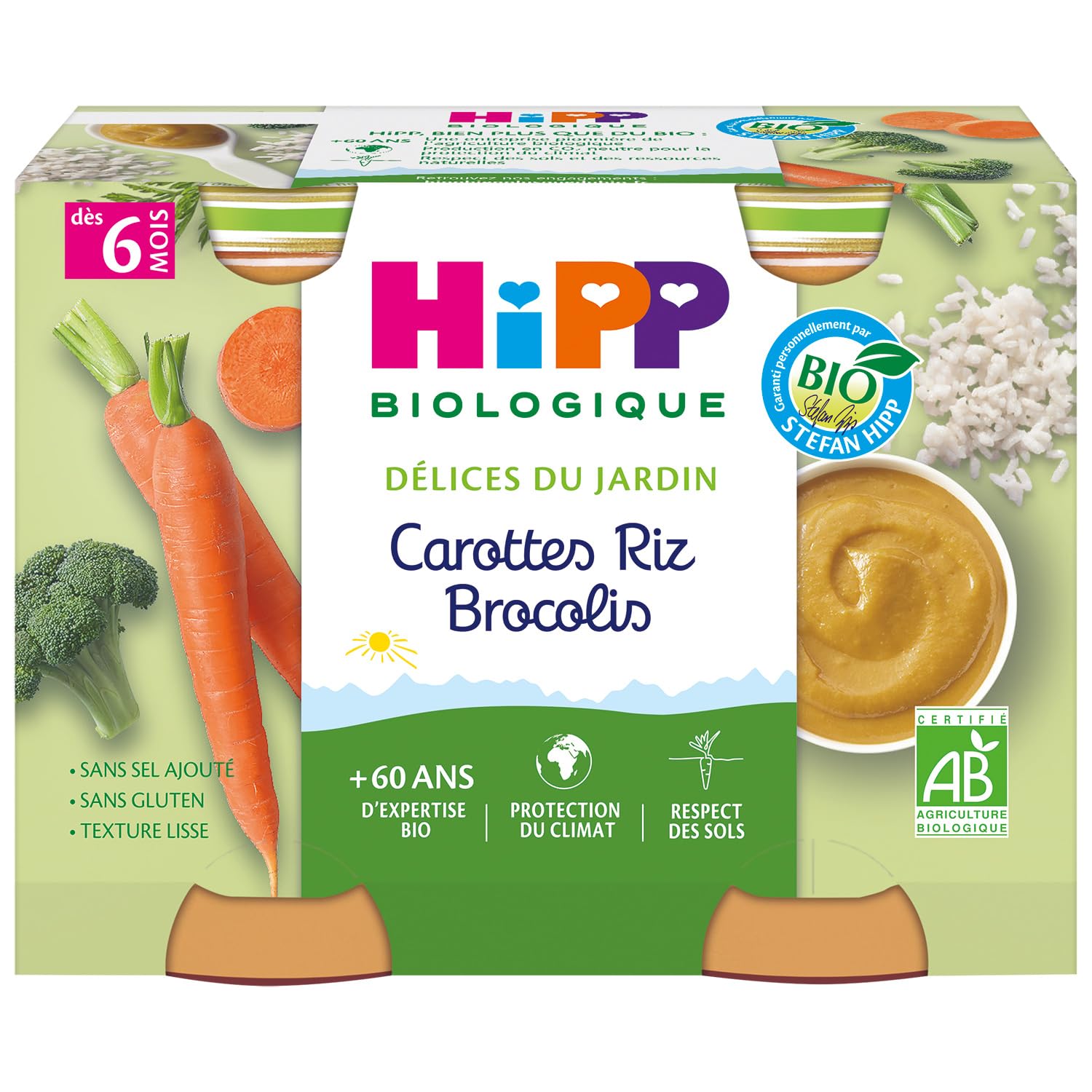 HiPP - Délices du Jardin 3 Variétés Dès 6 et 8 Mois 12 Pots de 190 g