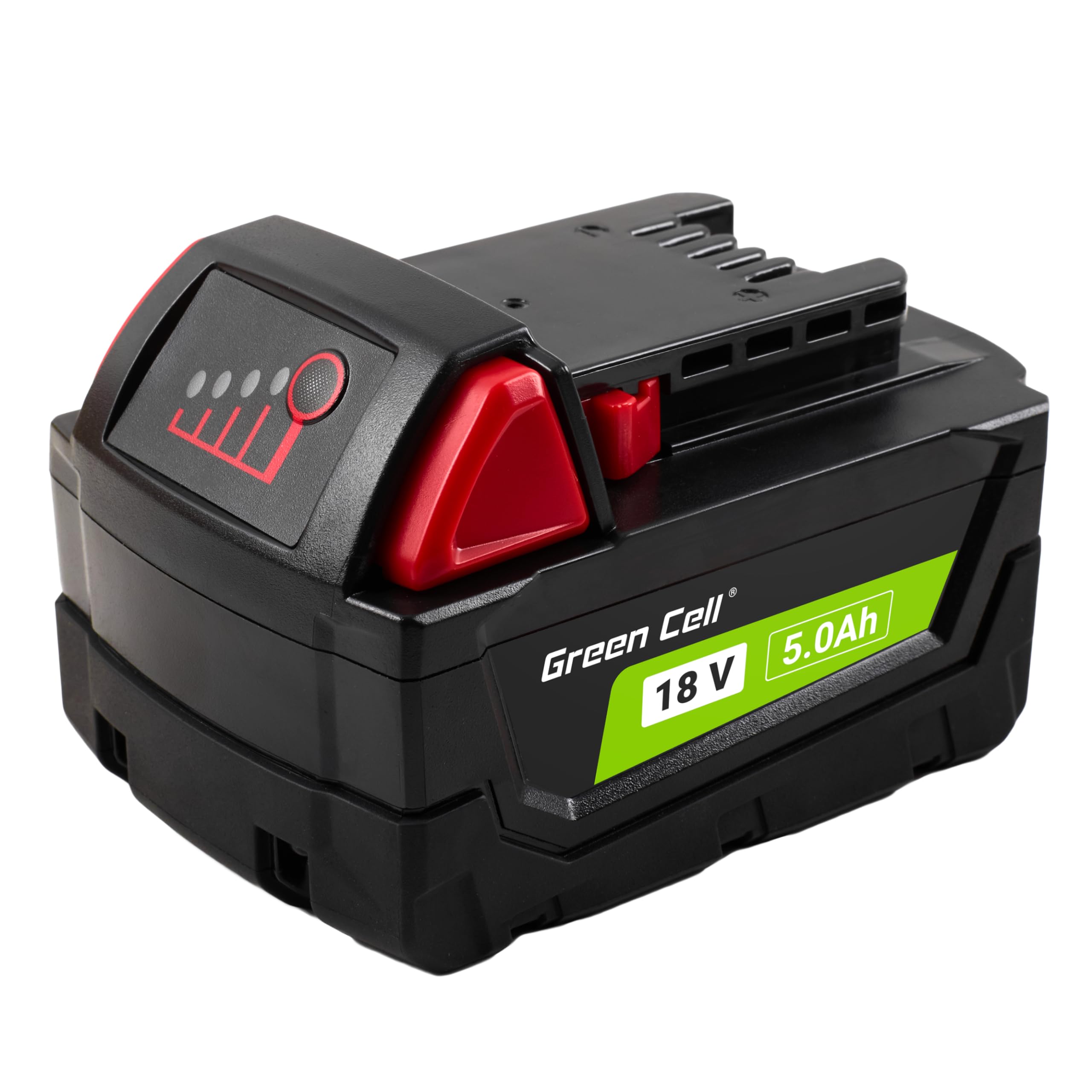 Batteria Green Cell 18V 5Ah Li-Ion per utensili elettrici Milwaukee M18 — Potente, altamente efficiente e affidabile, Sostituto del 4932430483, offre un'alimentazione duratura e stabile