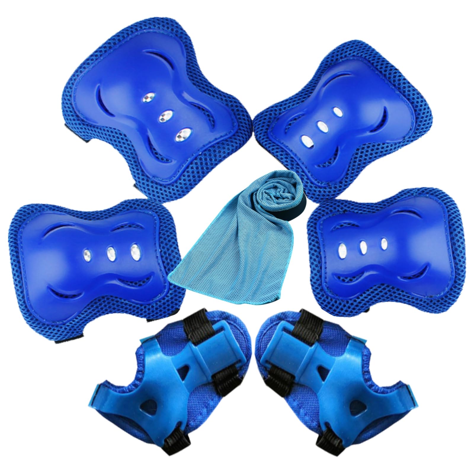 BDSHUNBF Set di Protezioni per Bambini - Ginocchiere, Gomitiere Regolabili per Skateboard, Bicicletta, Pattinaggio, Monopattino - Blu