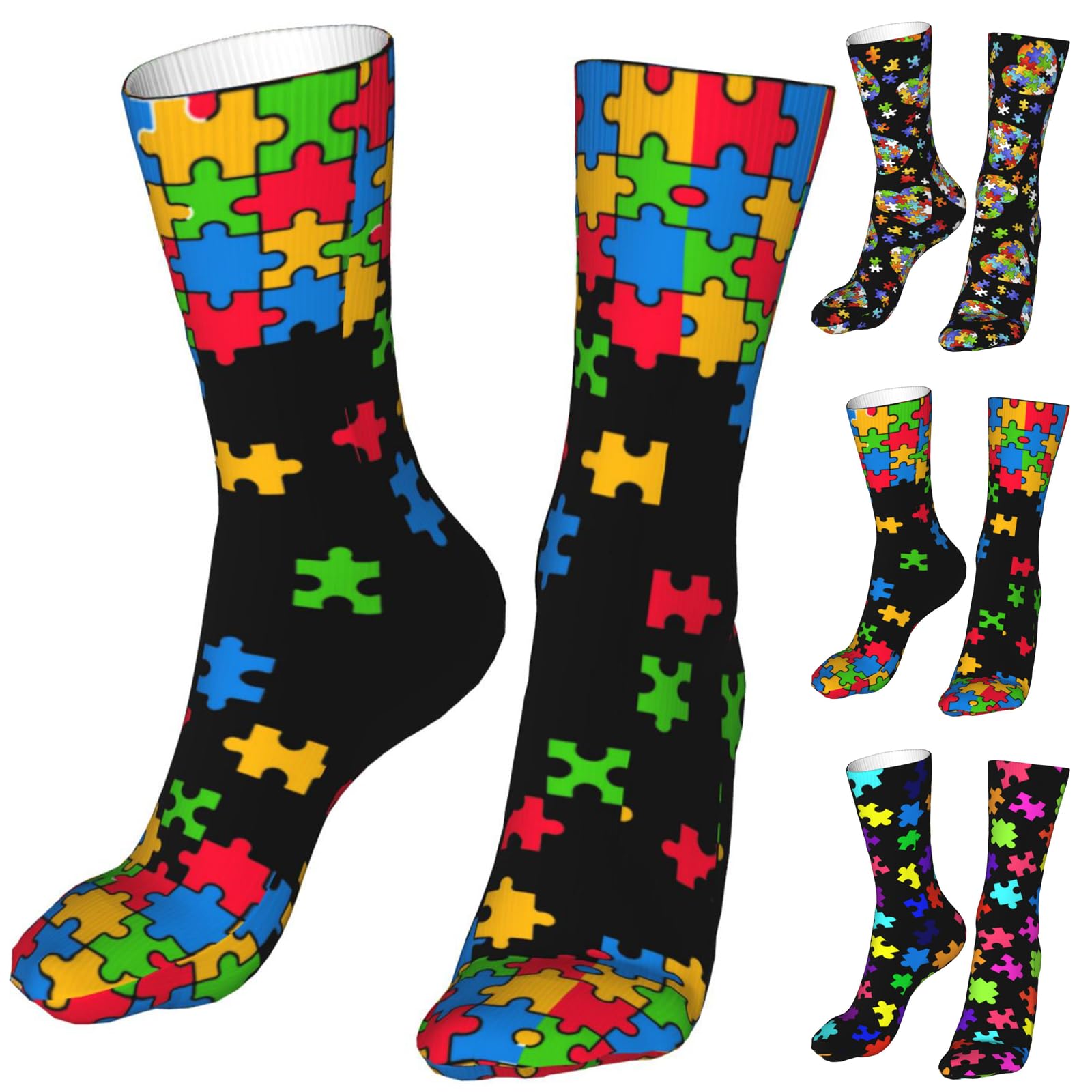 ZHIFU Funny Novelty Crew St Patricks Day Socks For Men Women,Athletic Sport Casual Soft Easter Day Socks Gifts, Funny Autism Awareness Gifts, One Size