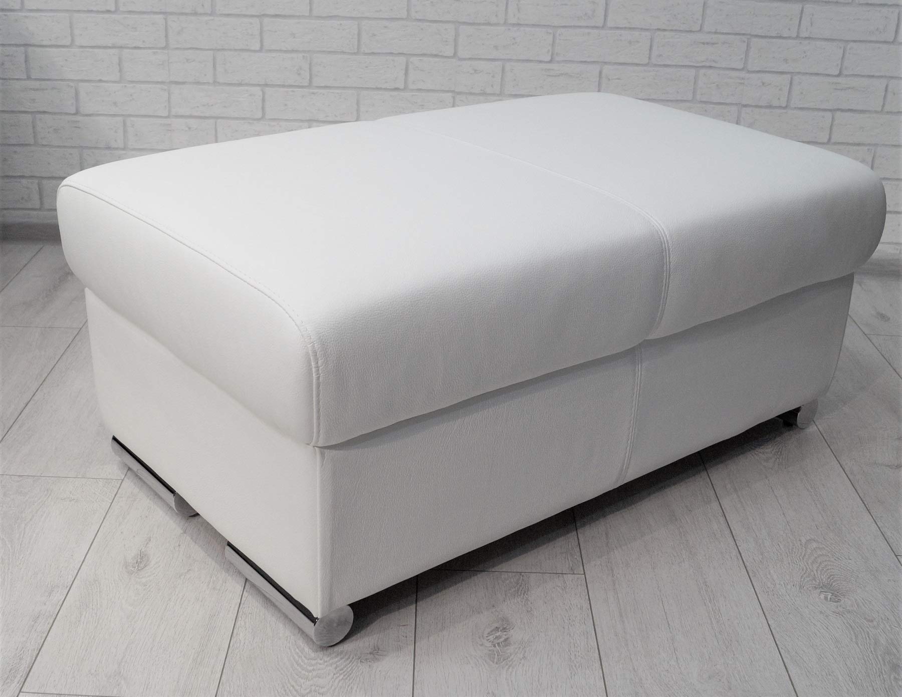 Quattro Meble Weiß Leder Hocker aufklappbar mit Stauraum Sitzhocker Rindsleder Sitzwürfel 90x55cm Fußhocker Polsterhocker Echt Leder Puff Küche, Haushalt & Wohnen